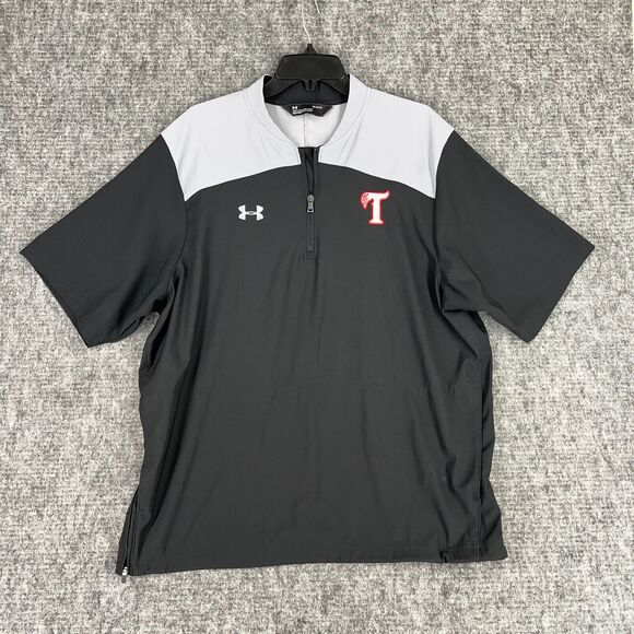 Under Armour Shirt Mens Large Black Loose Short Sleeve All Weather 1/4 Zip-Up - Picture 1 of 8